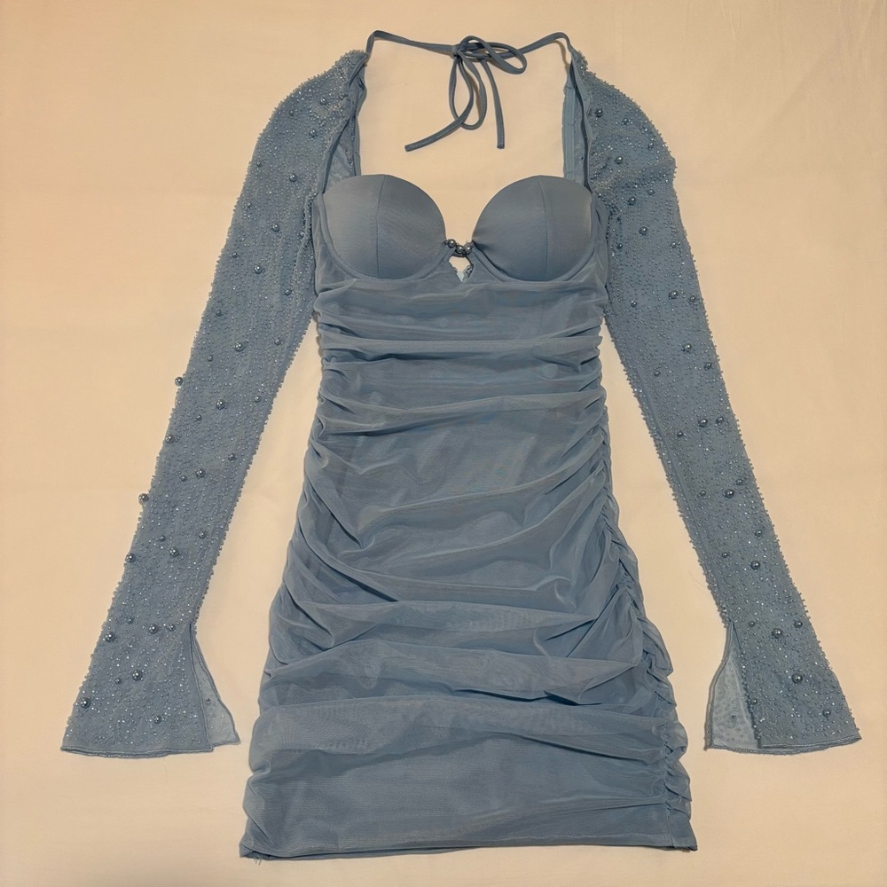 Oh Polly ST. GERMAIN Embellished Long Sleeve Mini Dress